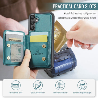 For Samsung Galaxy A25 JEEHOOD J05 Business Magnetic Style RFID Leather Phone Case(Blue Green)