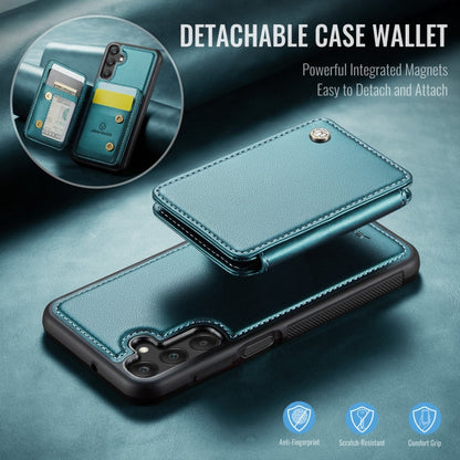 For Samsung Galaxy A25 JEEHOOD J05 Business Magnetic Style RFID Leather Phone Case(Blue Green)