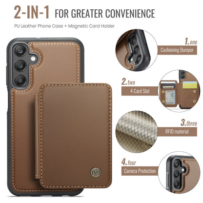 For Samsung Galaxy A25 JEEHOOD J05 Business Magnetic Style RFID Leather Phone Case(Brown)