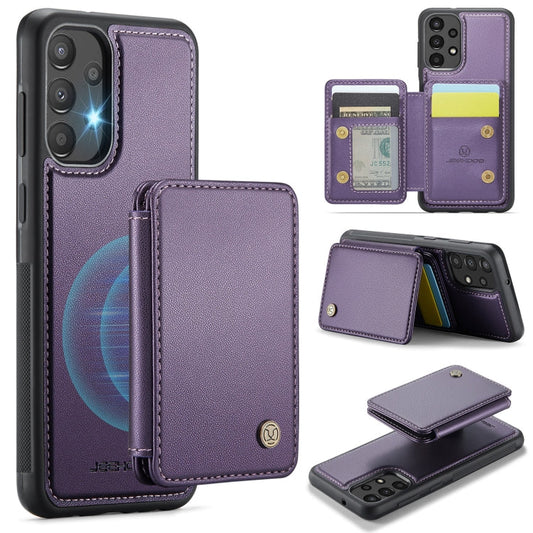 For Samsung Galaxy A33 5G JEEHOOD J05 Business Magnetic Style RFID Leather Phone Case(Purple)