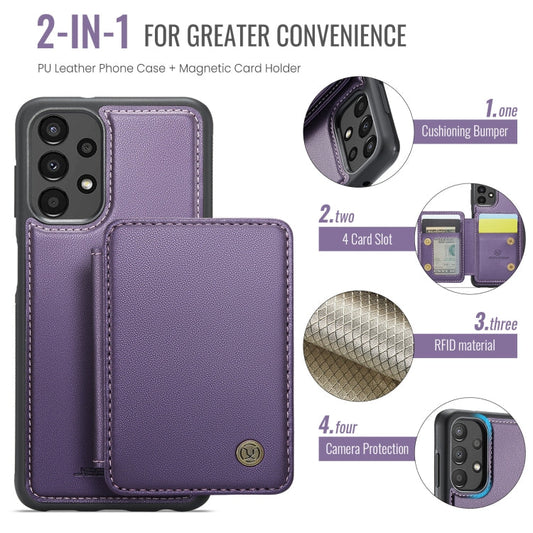For Samsung Galaxy A33 5G JEEHOOD J05 Business Magnetic Style RFID Leather Phone Case(Purple)