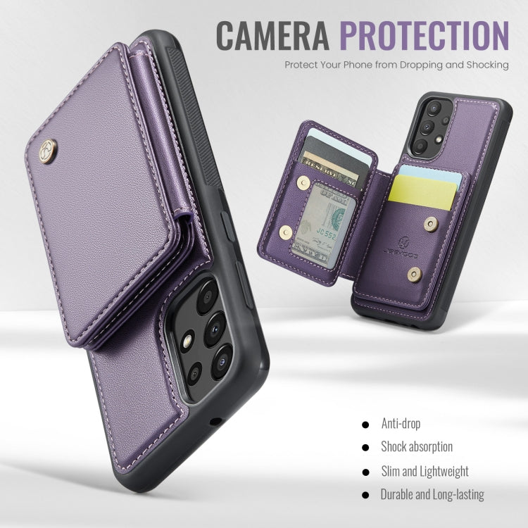 Pour Samsung Galaxy A33 5G Étui de téléphone en cuir de style professionnel magnétique RFID JEEHOOD J05 (violet)