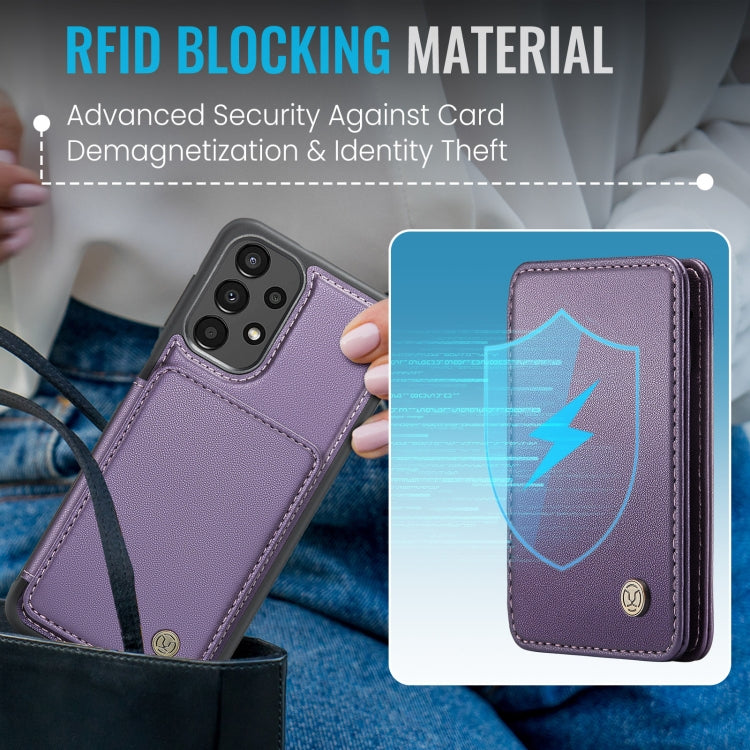 Pour Samsung Galaxy A33 5G Étui de téléphone en cuir de style professionnel magnétique RFID JEEHOOD J05 (violet)