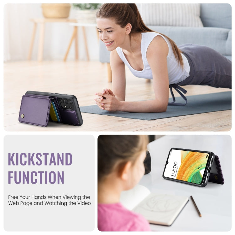 Pour Samsung Galaxy A33 5G Étui de téléphone en cuir de style professionnel magnétique RFID JEEHOOD J05 (violet)