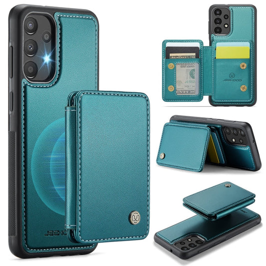 For Samsung Galaxy A33 5G JEEHOOD J05 Business Magnetic Style RFID Leather Phone Case(Blue Green)