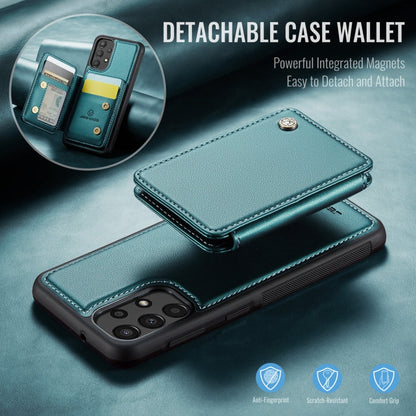 Pour Samsung Galaxy A33 5G JEEHOOD J05 Étui de téléphone en cuir RFID style professionnel magnétique (bleu vert)