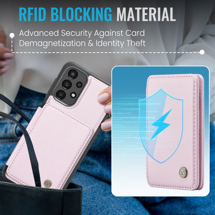 For Samsung Galaxy A33 5G JEEHOOD J05 Business Magnetic Style RFID Leather Phone Case(Pink)