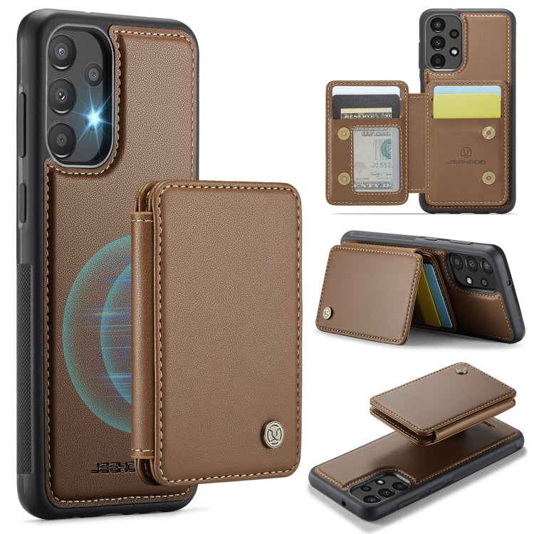 For Samsung Galaxy A33 5G JEEHOOD J05 Business Magnetic Style RFID Leather Phone Case(Brown)