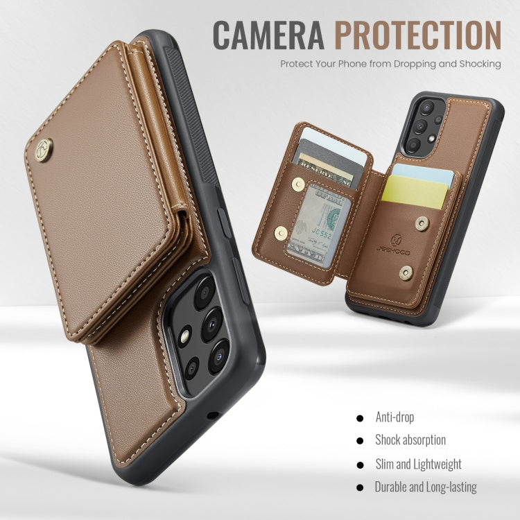For Samsung Galaxy A33 5G JEEHOOD J05 Business Magnetic Style RFID Leather Phone Case(Brown)