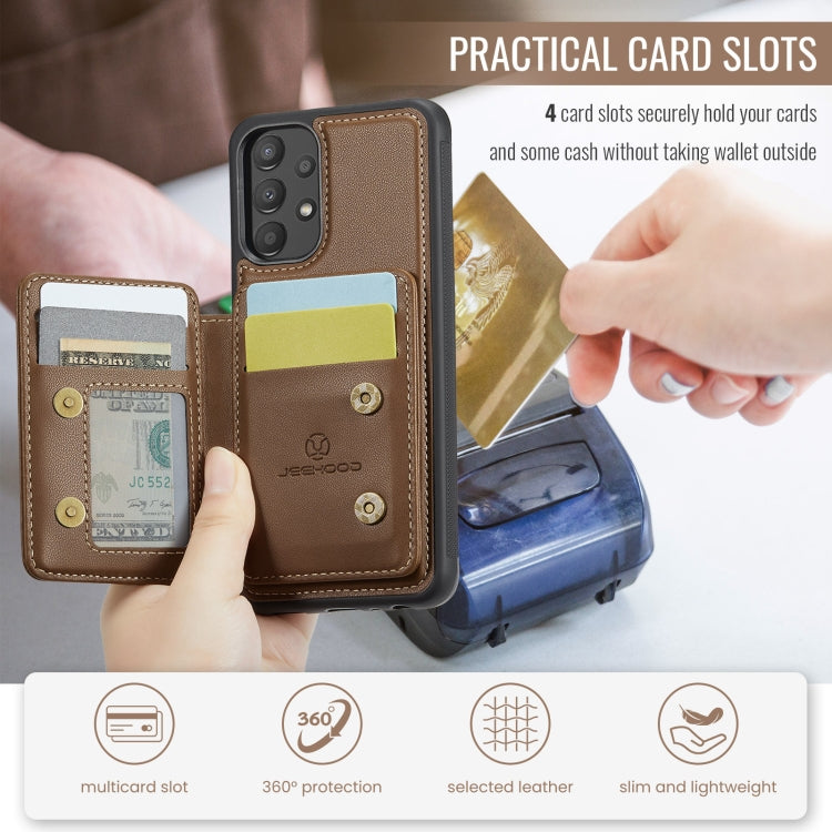 For Samsung Galaxy A33 5G JEEHOOD J05 Business Magnetic Style RFID Leather Phone Case(Brown)