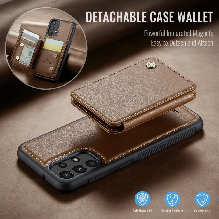 For Samsung Galaxy A33 5G JEEHOOD J05 Business Magnetic Style RFID Leather Phone Case(Brown)