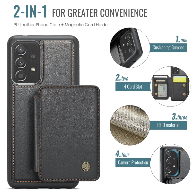 For Samsung Galaxy A53 5G JEEHOOD J05 Business Magnetic Style RFID Leather Phone Case(Black)