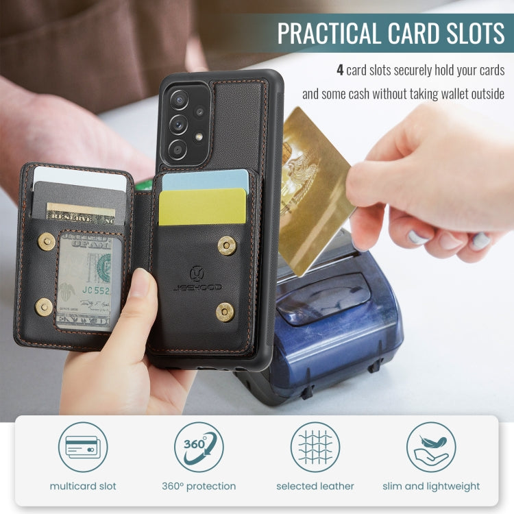 For Samsung Galaxy A53 5G JEEHOOD J05 Business Magnetic Style RFID Leather Phone Case(Black)