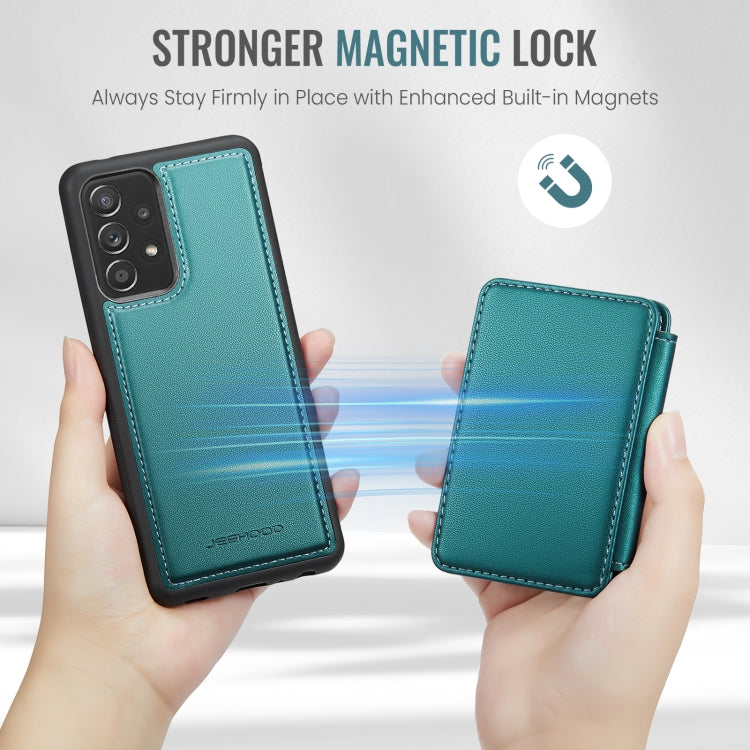 For Samsung Galaxy A53 5G JEEHOOD J05 Business Magnetic Style RFID Leather Phone Case(Blue Green)