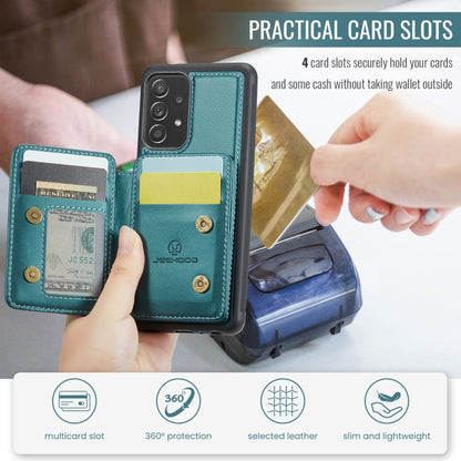 For Samsung Galaxy A53 5G JEEHOOD J05 Business Magnetic Style RFID Leather Phone Case(Blue Green)