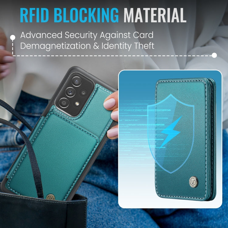 For Samsung Galaxy A53 5G JEEHOOD J05 Business Magnetic Style RFID Leather Phone Case(Blue Green)