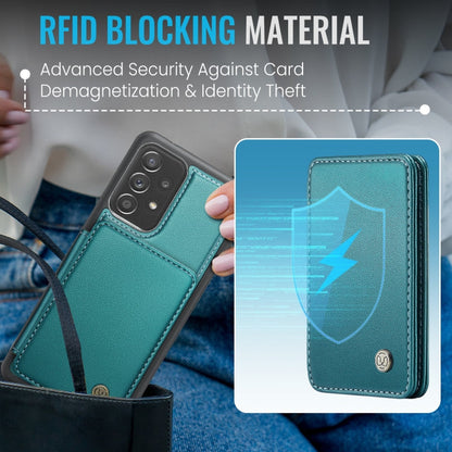 For Samsung Galaxy A53 5G JEEHOOD J05 Business Magnetic Style RFID Leather Phone Case(Blue Green)