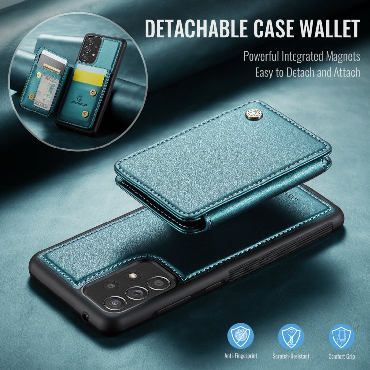 For Samsung Galaxy A53 5G JEEHOOD J05 Business Magnetic Style RFID Leather Phone Case(Blue Green)