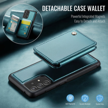 For Samsung Galaxy A53 5G JEEHOOD J05 Business Magnetic Style RFID Leather Phone Case(Blue Green)