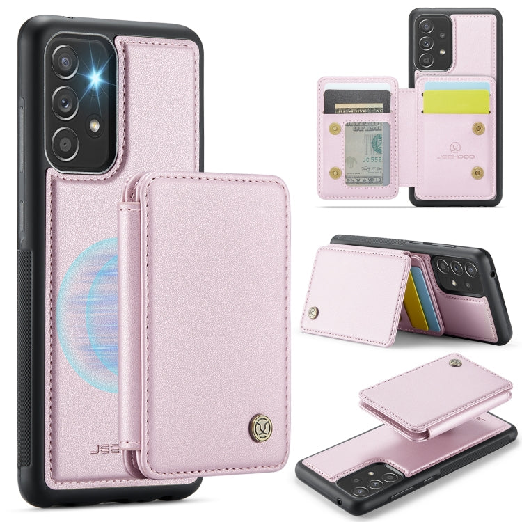 For Samsung Galaxy A53 5G JEEHOOD J05 Business Magnetic Style RFID Leather Phone Case(Pink)