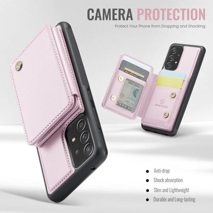 For Samsung Galaxy A53 5G JEEHOOD J05 Business Magnetic Style RFID Leather Phone Case(Pink)