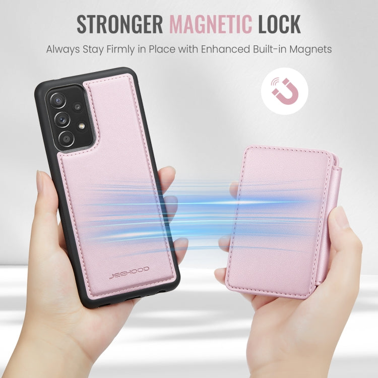 For Samsung Galaxy A53 5G JEEHOOD J05 Business Magnetic Style RFID Leather Phone Case(Pink)