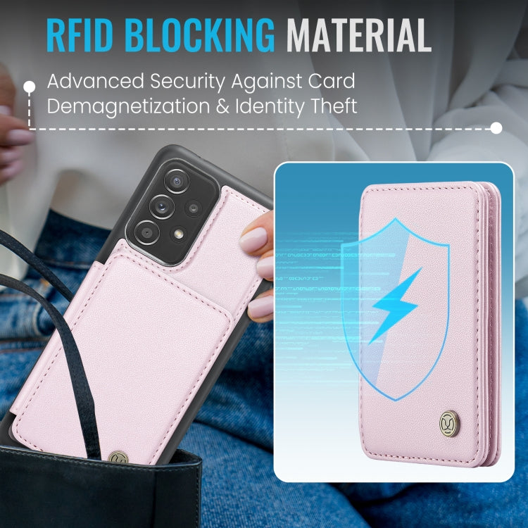 For Samsung Galaxy A53 5G JEEHOOD J05 Business Magnetic Style RFID Leather Phone Case(Pink)