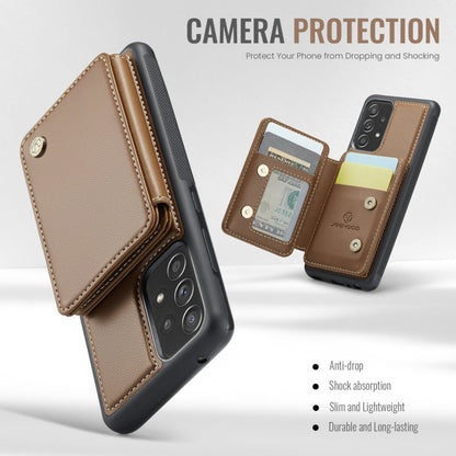 For Samsung Galaxy A53 5G JEEHOOD J05 Business Magnetic Style RFID Leather Phone Case(Brown)