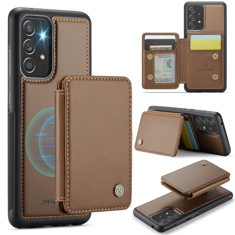 For Samsung Galaxy A53 5G JEEHOOD J05 Business Magnetic Style RFID Leather Phone Case(Brown)