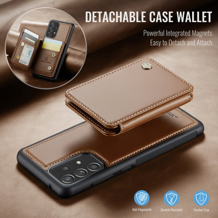For Samsung Galaxy A53 5G JEEHOOD J05 Business Magnetic Style RFID Leather Phone Case(Brown)