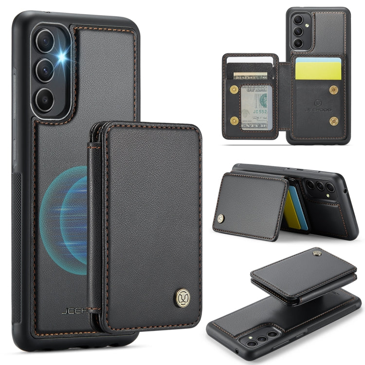 For Samsung Galaxy A34 5G JEEHOOD J05 Business Magnetic Style RFID Leather Phone Case(Black)