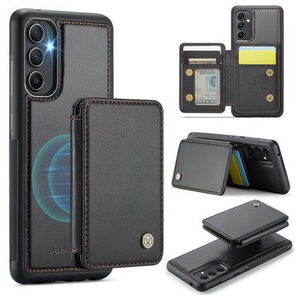 For Samsung Galaxy A34 5G JEEHOOD J05 Business Magnetic Style RFID Leather Phone Case(Black)