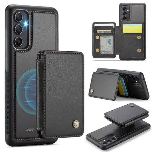 For Samsung Galaxy A34 5G JEEHOOD J05 Business Magnetic Style RFID Leather Phone Case(Black)