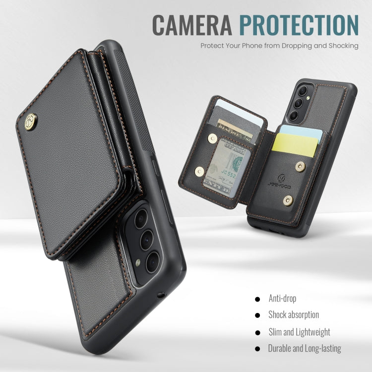 For Samsung Galaxy A34 5G JEEHOOD J05 Business Magnetic Style RFID Leather Phone Case(Black)