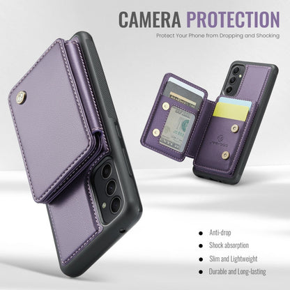 For Samsung Galaxy A34 5G JEEHOOD J05 Business Magnetic Style RFID Leather Phone Case(Purple)