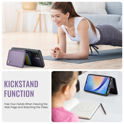 For Samsung Galaxy A34 5G JEEHOOD J05 Business Magnetic Style RFID Leather Phone Case(Purple)