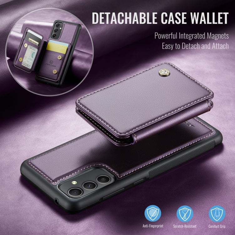 For Samsung Galaxy A34 5G JEEHOOD J05 Business Magnetic Style RFID Leather Phone Case(Purple)