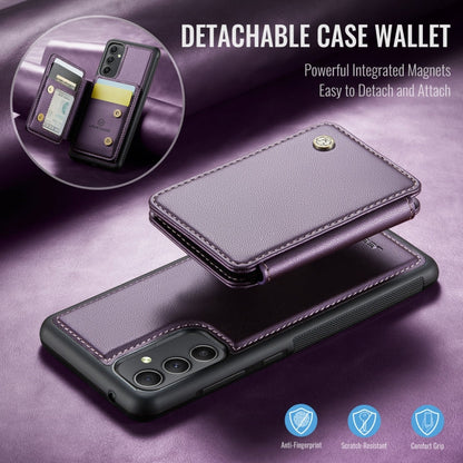 For Samsung Galaxy A34 5G JEEHOOD J05 Business Magnetic Style RFID Leather Phone Case(Purple)