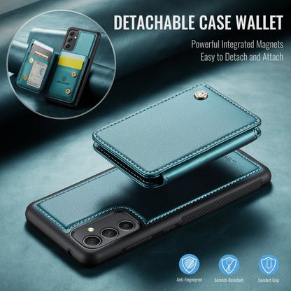 Pour Samsung Galaxy A34 5G JEEHOOD J05 Étui portefeuille en cuir style affaires magnétique RFID (Bleu Vert)