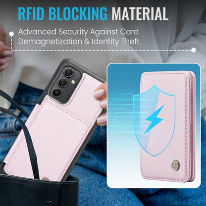 For Samsung Galaxy A34 5G JEEHOOD J05 Business Magnetic Style RFID Leather Phone Case(Pink)