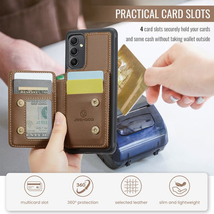 Pour Samsung Galaxy A34 5G JEEHOOD J05 Étui de téléphone en cuir de style magnétique d'affaires RFID (marron)