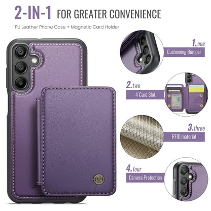 Pour Samsung Galaxy A35 5G JEEHOOD J05 Étui de téléphone en cuir RFID style affaires magnétique (violet)