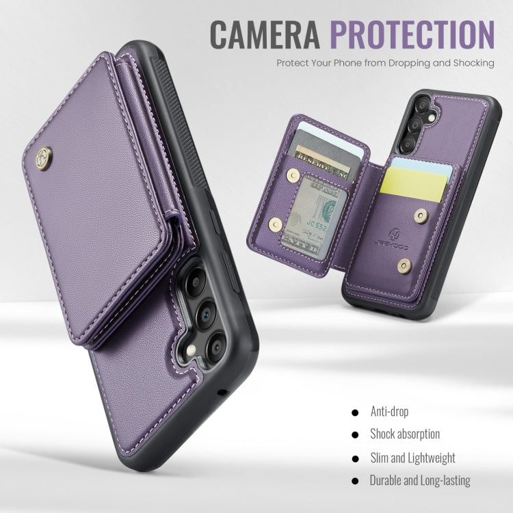 Pour Samsung Galaxy A35 5G JEEHOOD J05 Étui de téléphone en cuir RFID style affaires magnétique (violet)