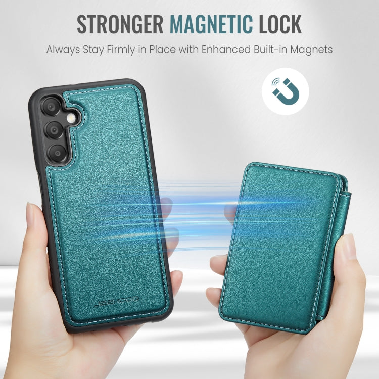 For Samsung Galaxy A35 5G JEEHOOD J05 Business Magnetic Style RFID Leather Phone Case(Blue Green)