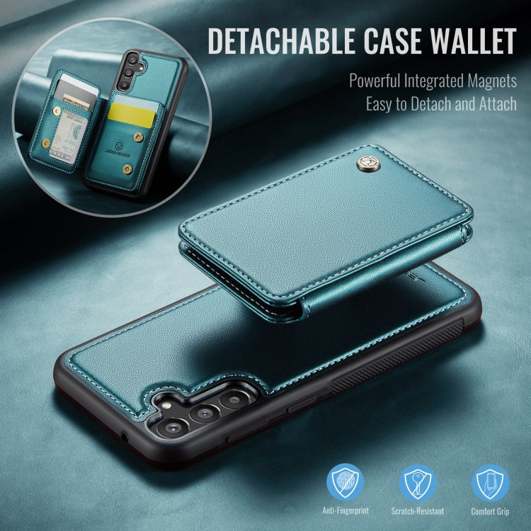 For Samsung Galaxy A35 5G JEEHOOD J05 Business Magnetic Style RFID Leather Phone Case(Blue Green)