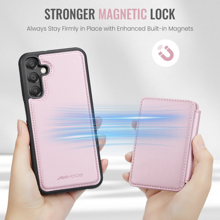 For Samsung Galaxy A35 5G JEEHOOD J05 Business Magnetic Style RFID Leather Phone Case(Pink)