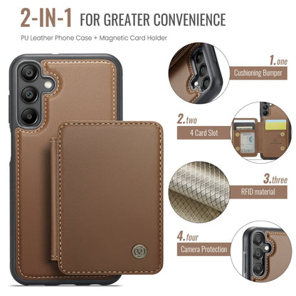 For Samsung Galaxy A35 5G JEEHOOD J05 Business Magnetic Style RFID Leather Phone Case(Brown)