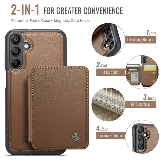 For Samsung Galaxy A35 5G JEEHOOD J05 Business Magnetic Style RFID Leather Phone Case(Brown)