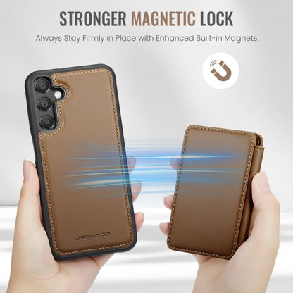 For Samsung Galaxy A35 5G JEEHOOD J05 Business Magnetic Style RFID Leather Phone Case(Brown)