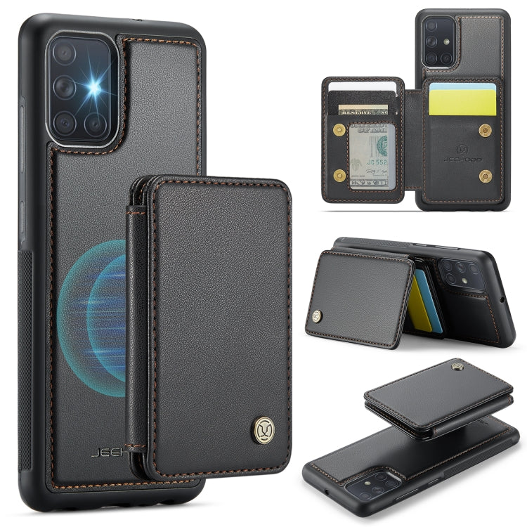 For Samsung Galaxy A51 4G JEEHOOD J05 Business Magnetic Style RFID Leather Phone Case(Black)